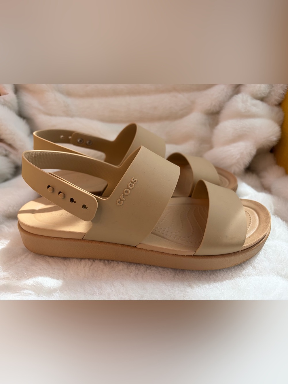 Brooklyn Low Wedge Slingback Croc Sandals in Cashew - Picture 3 of 7